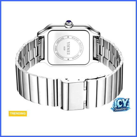 Stainless Steel Roman Numerals Analog Watch Waterproof Date Display